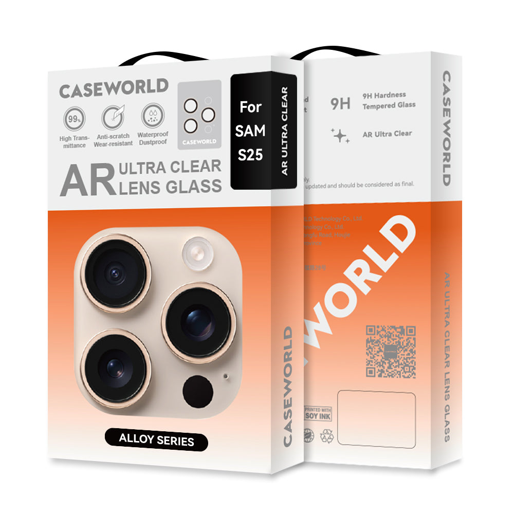 Galaxy S25 CaseWorld Alloy Serisi Oleofobik Anti Reflective Kamera Lens Koruyucu Gümüş