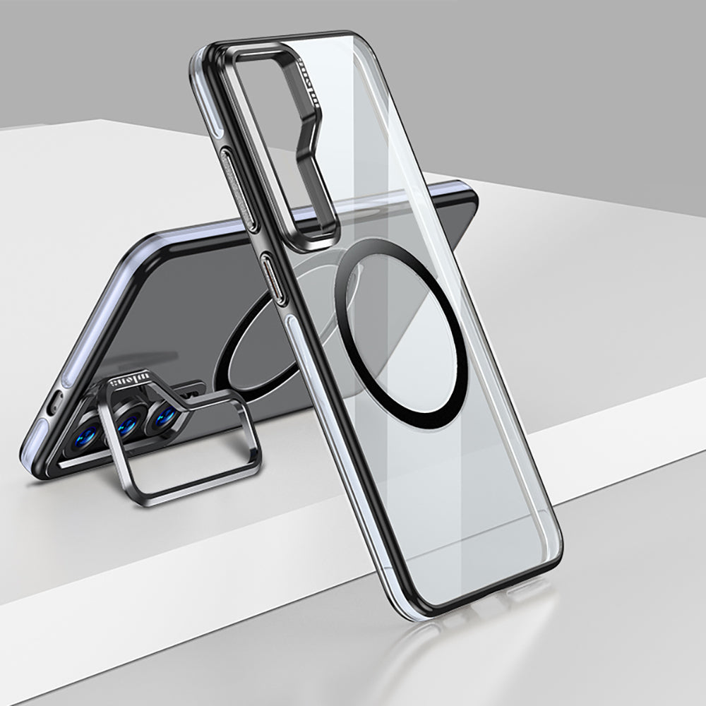 Galaxy S25 Kılıf Magsafe Şarj Özellikli Wlons Standlı Efsane Kapak Siyah