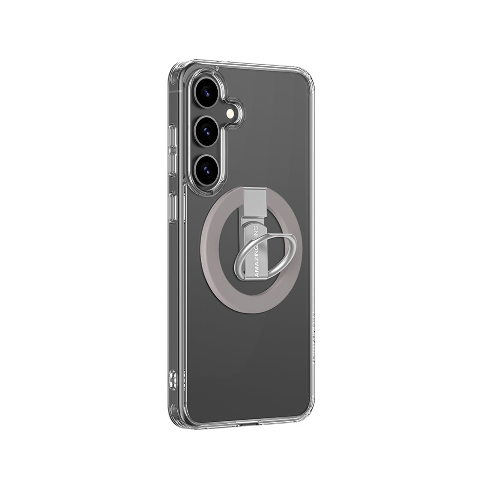 Galaxy S25 Kılıf M-safe Şarj Özellikli Yüzük Standlı Amazingthing Minimal Grip Serisi Kapak Gri