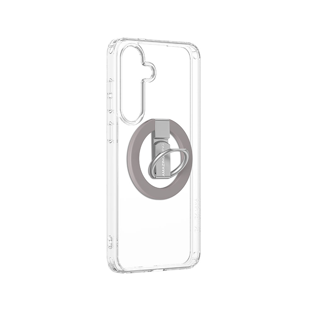 Galaxy S25 Kılıf M-safe Şarj Özellikli Yüzük Standlı Amazingthing Minimal Grip Serisi Kapak Gri