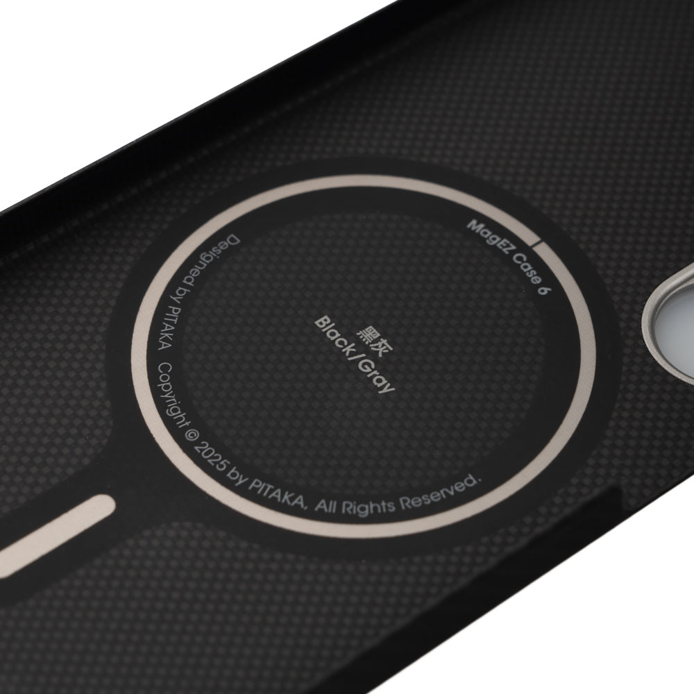 Galaxy S25 Plus Kılıf Magsafe Şarj Özellikli 600D Aramid Fiber Pitaka Ultra-Slim Classic Serisi Black-Grey Twill Kılıf Siyah-Gri