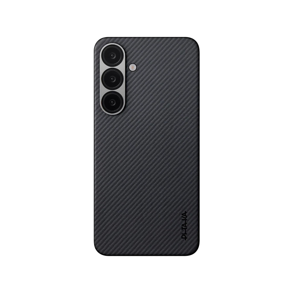 Galaxy S25 Plus Kılıf Magsafe Şarj Özellikli 600D Aramid Fiber Pitaka Ultra-Slim Classic Serisi Black-Grey Twill Kılıf Siyah-Gri
