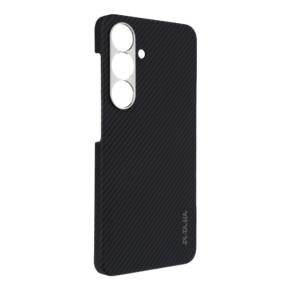 Galaxy S25 Plus Kılıf Magsafe Şarj Özellikli 600D Aramid Fiber Pitaka Ultra-Slim Classic Serisi Black-Grey Twill Kılıf Siyah-Gri