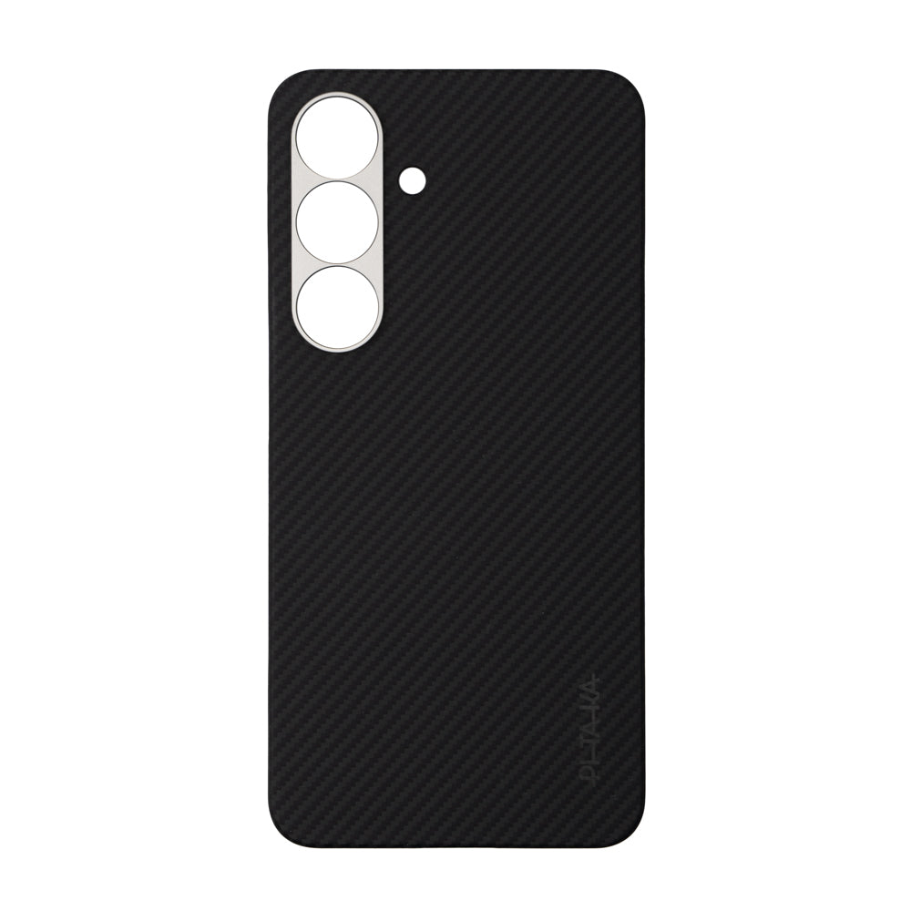 Galaxy S25 Plus Kılıf Magsafe Şarj Özellikli 600D Aramid Fiber Pitaka Ultra-Slim Classic Serisi Black-Grey Twill Kılıf Siyah-Gri