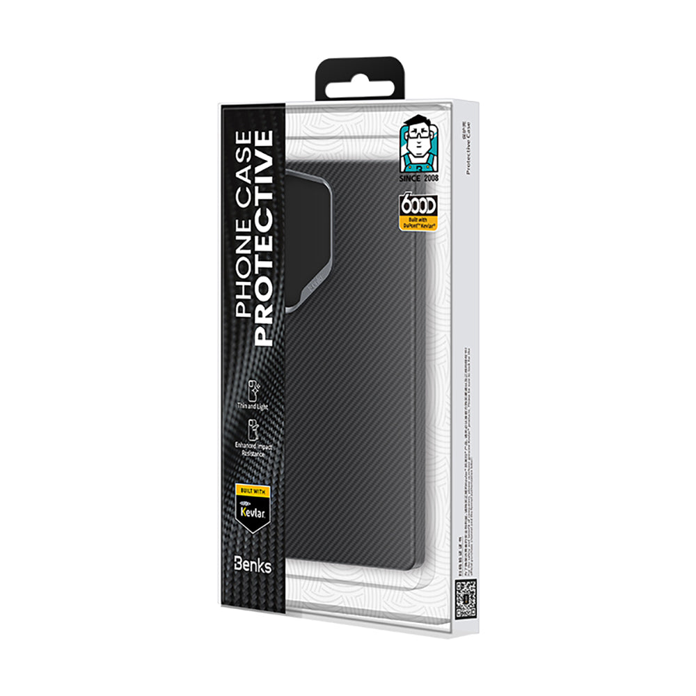 Galaxy S25 Ultra Kılıf Benks Magsafe Şarj Özellikli Magnetik ArmorAir 600D Kevlar Fiber Kılıf Siyah