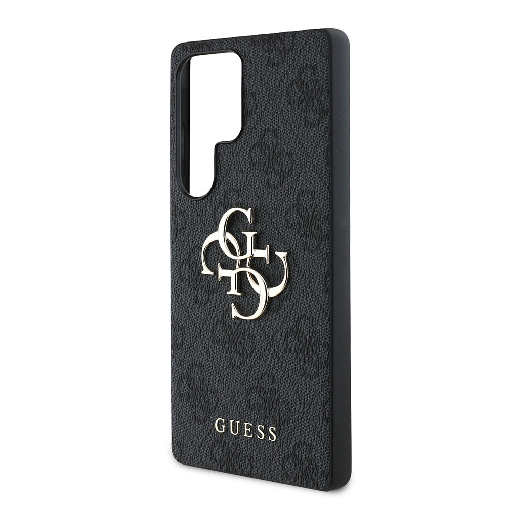 Galaxy S25 Ultra Kılıf Guess Orjinal Lisanslı PU Deri 4G Desenli Metal Büyük 4G ve Yazı Logolu Kapak Pembe