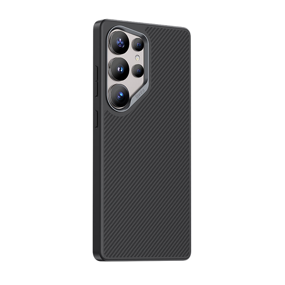 Galaxy S25 Ultra Kılıf Karbon Fiber Magsafe Şarj Özellikli Benks Hybrid ArmorPro 600D Kevlar Kılıf Siyah