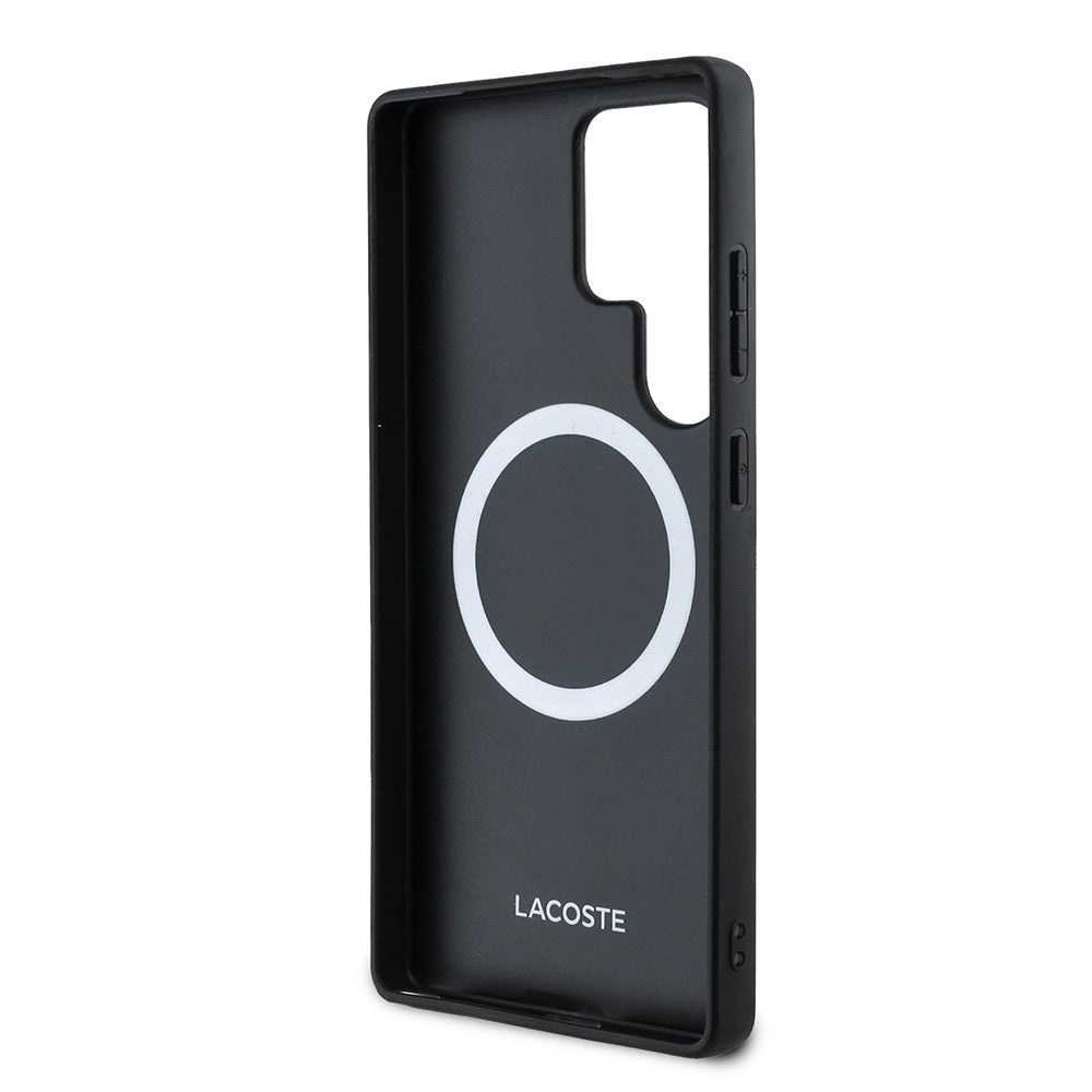 Galaxy S25 Ultra Kılıf Lacoste Orjinal Lisanslı PU Pike Desenli Arka Yüzey İkonik Timsah Dokuma Logolu Kapak Kırmızı