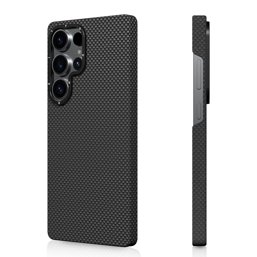 Galaxy S25 Ultra Kılıf Magsafe Şarj Özellikli Aramid Fiber Youngkit 1500D Kevlar Extreme Wing Serisi Kapak Siyah