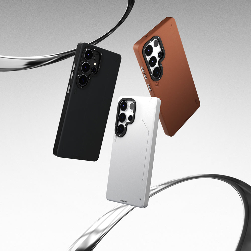Galaxy S25 Ultra Kılıf Magsafe Şarj Özellikli Basit Mat Deri Desenli Youngkit Tech Fashion Serisi Kapak Siyah