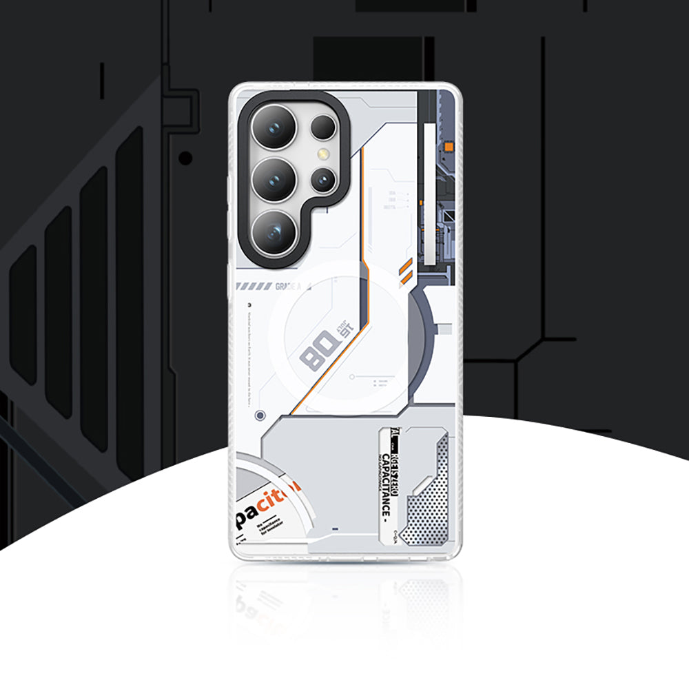 Galaxy S25 Ultra Kılıf Magsafe Şarj Özellikli Benks Dynamic Mecha Serisi Kılıf Beyaz
