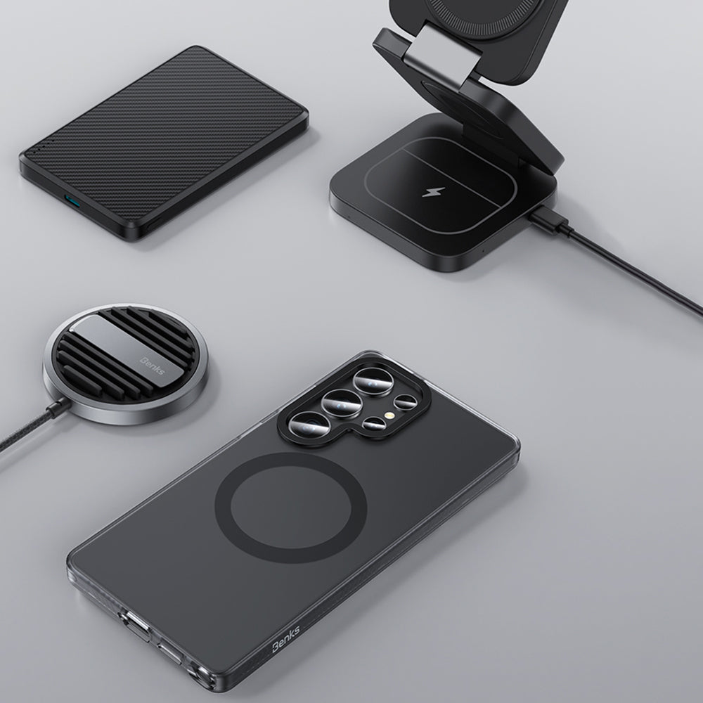 Galaxy S25 Ultra Kılıf Magsafe Şarj Özellikli Benks Lucid Armor Kılıf Siyah