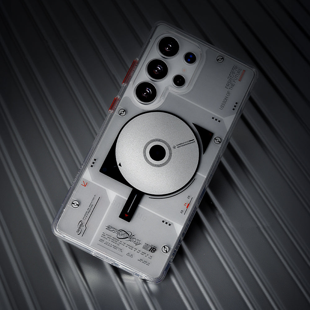 Galaxy S25 Ultra Kılıf Magsafe Şarj Özellikli Disk Desenli Airbag Tasarımlı Skinarma Nova Kapak Şeffaf