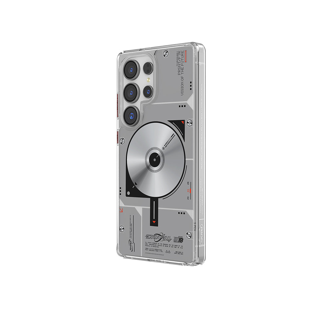 Galaxy S25 Ultra Kılıf Magsafe Şarj Özellikli Disk Desenli Airbag Tasarımlı Skinarma Nova Kapak Şeffaf