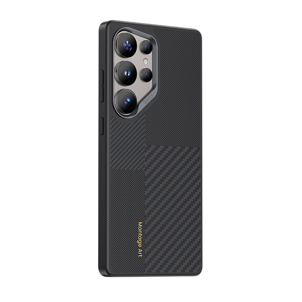 Galaxy S25 Ultra Kılıf Magsafe Şarj Özellikli Karbon Fiber Benks Montage Hybrid ArmorPro Kevlar Kılıf Siyah