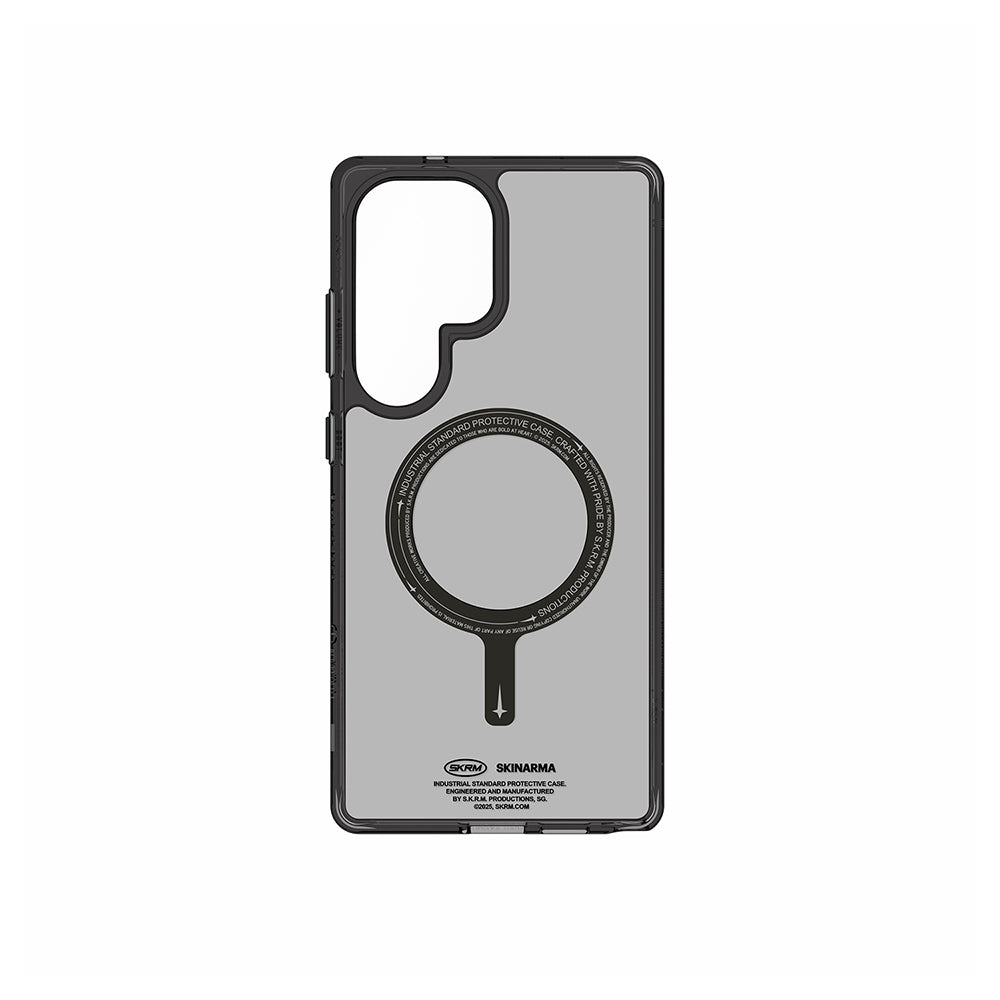 Galaxy S25 Ultra Kılıf Magsafe Şarj Özellikli Şeffaf Airbag Tasarımlı Skinarma Saido Kapak Siyah