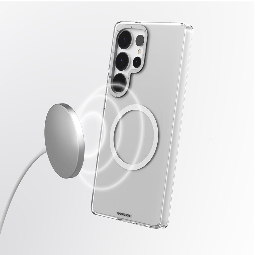 Galaxy S25 Ultra Kılıf Magsafe Şarj Özellikli Şeffaf Youngkit Crystal Shield Serisi Kılıf Siyah