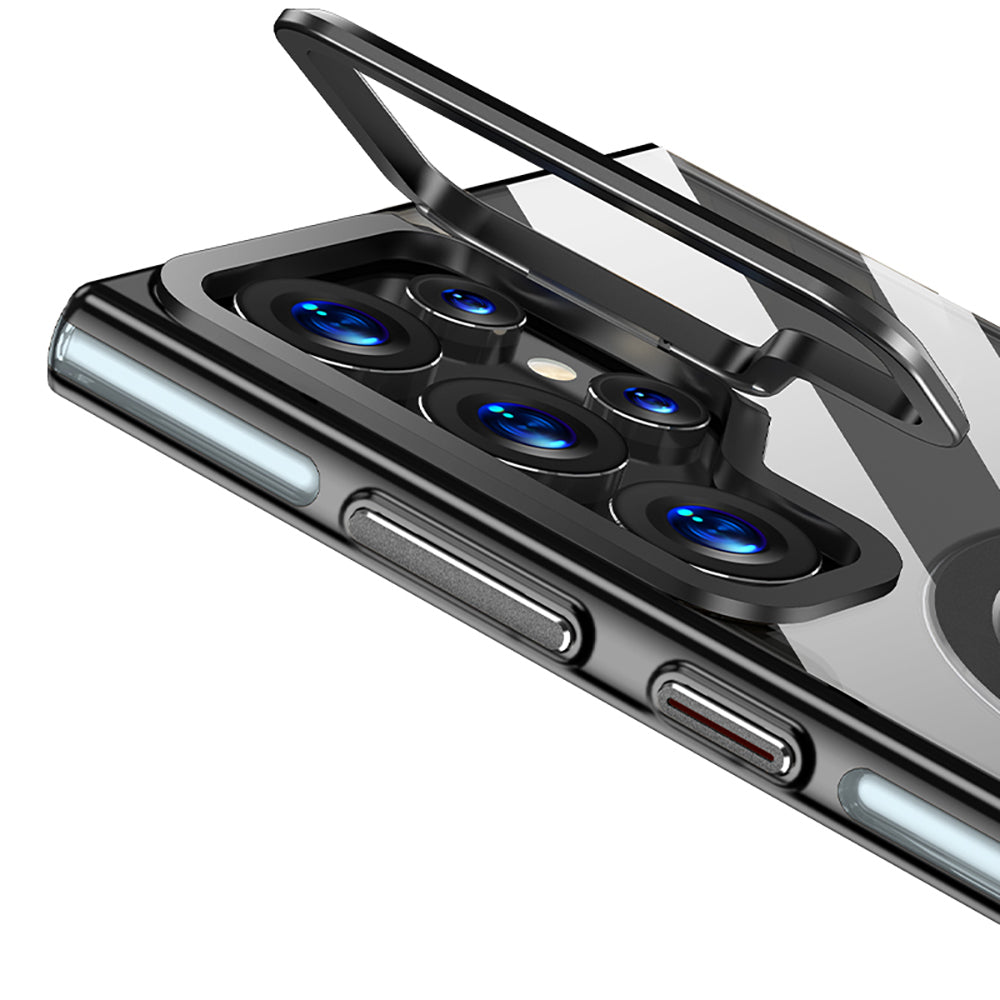 Galaxy S25 Ultra Kılıf Magsafe Şarj Özellikli Wlons Standlı Efsane Kapak Siyah