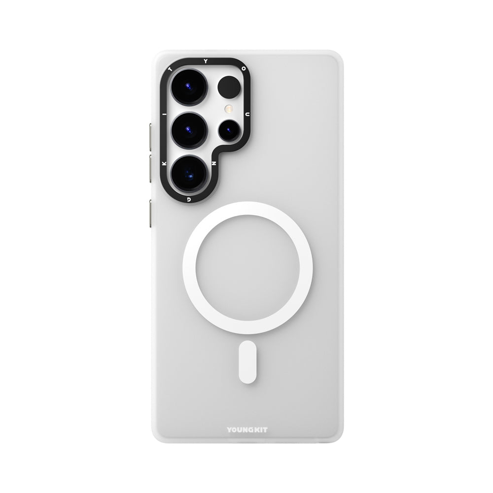 Galaxy S25 Ultra Kılıf Magsafe Şarj Özellikli Youngkit Hidden Sand Serisi Kılıf Beyaz