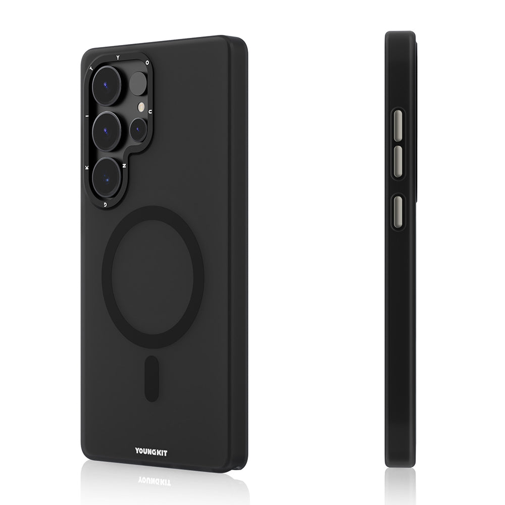 Galaxy S25 Ultra Kılıf Magsafe Şarj Özellikli Youngkit Hidden Sand Serisi Kılıf Siyah