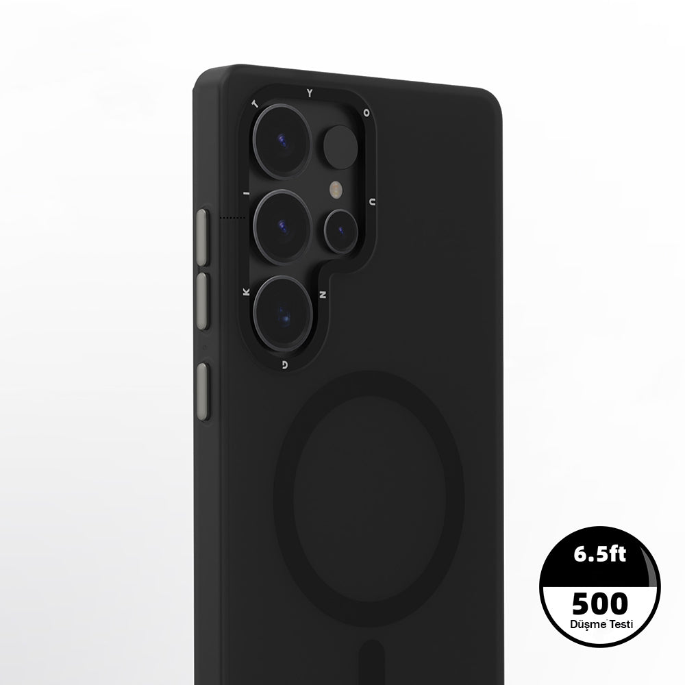 Galaxy S25 Ultra Kılıf Magsafe Şarj Özellikli Youngkit Hidden Sand Serisi Kılıf Siyah