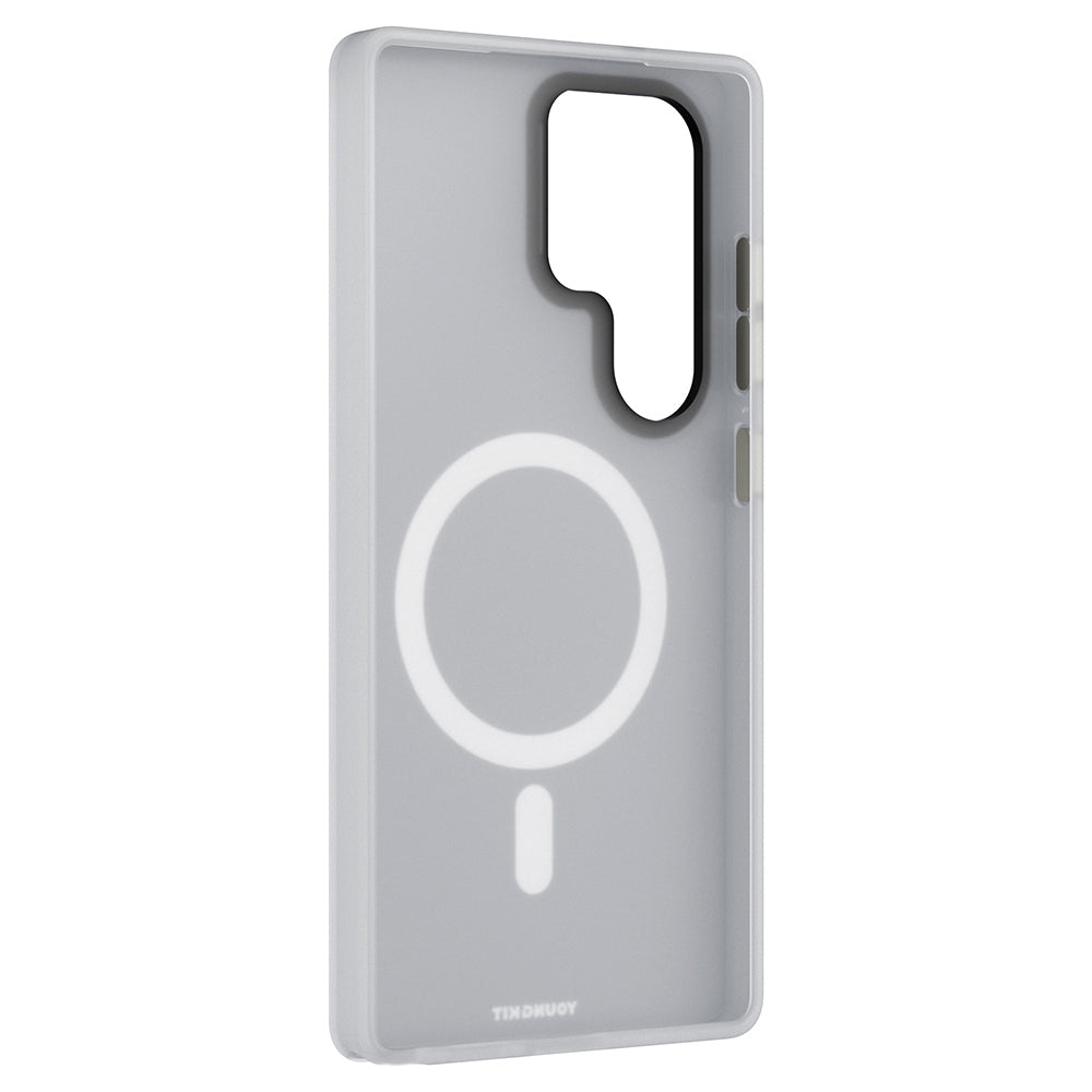 Galaxy S25 Ultra Kılıf Magsafe Şarj Özellikli Youngkit Hidden Sand Serisi Kılıf Beyaz