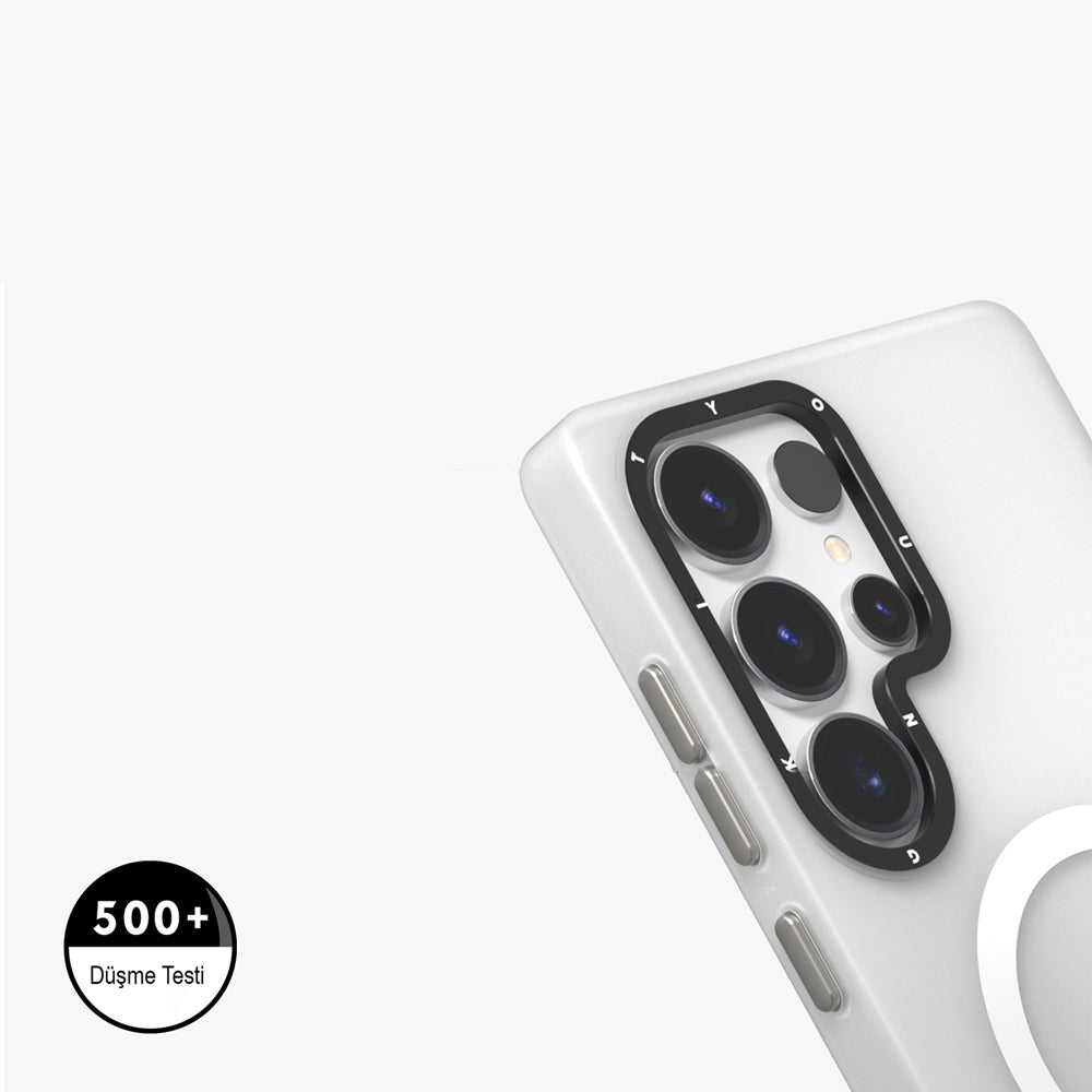 Galaxy S25 Ultra Kılıf Magsafe Şarj Özellikli Youngkit Hidden Sand Serisi Kılıf Beyaz