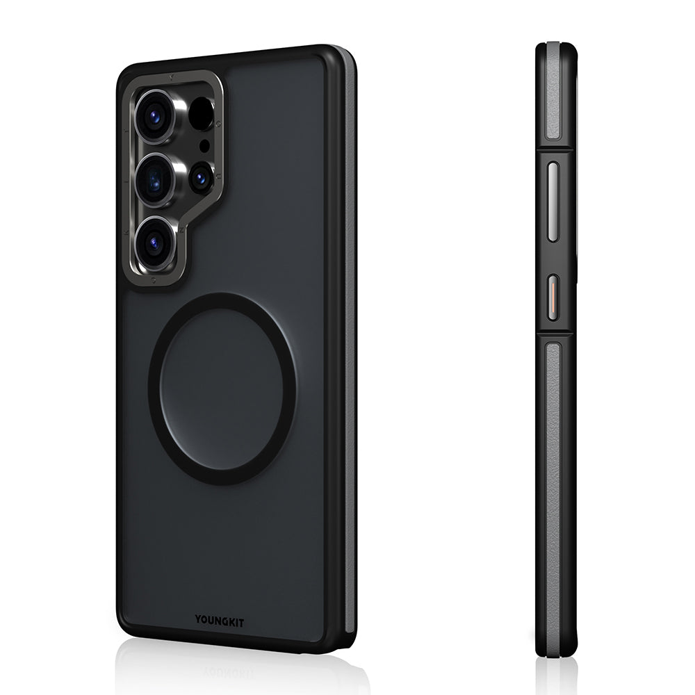 Galaxy S25 Ultra Kılıf Magsafe Şarj Özellikli Youngkit Rock Sand Serisi Kapak Siyah