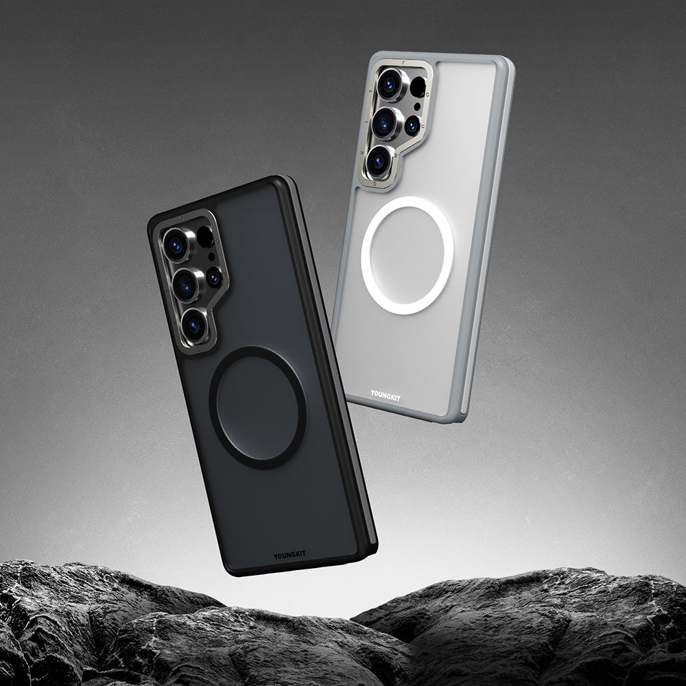 Galaxy S25 Ultra Kılıf Magsafe Şarj Özellikli Youngkit Rock Sand Serisi Kapak Gri