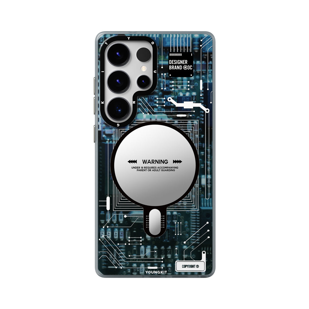 Galaxy S25 Ultra Kılıf Magsafe Şarj Özellikli YoungKit Technology Serisi Kılıf Mavi