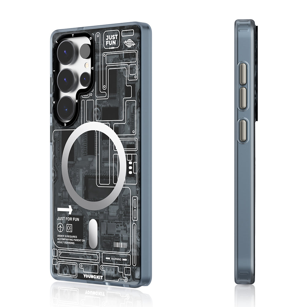 Galaxy S25 Ultra Kılıf Magsafe Şarj Özellikli YoungKit Technology Serisi Kılıf Mavi