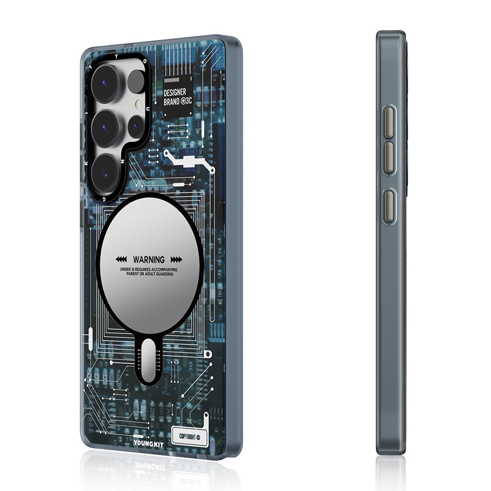 Galaxy S25 Ultra Kılıf Magsafe Şarj Özellikli YoungKit Technology Serisi Kılıf Mavi