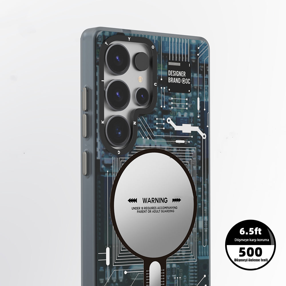 Galaxy S25 Ultra Kılıf Magsafe Şarj Özellikli YoungKit Technology Serisi Kılıf Mavi