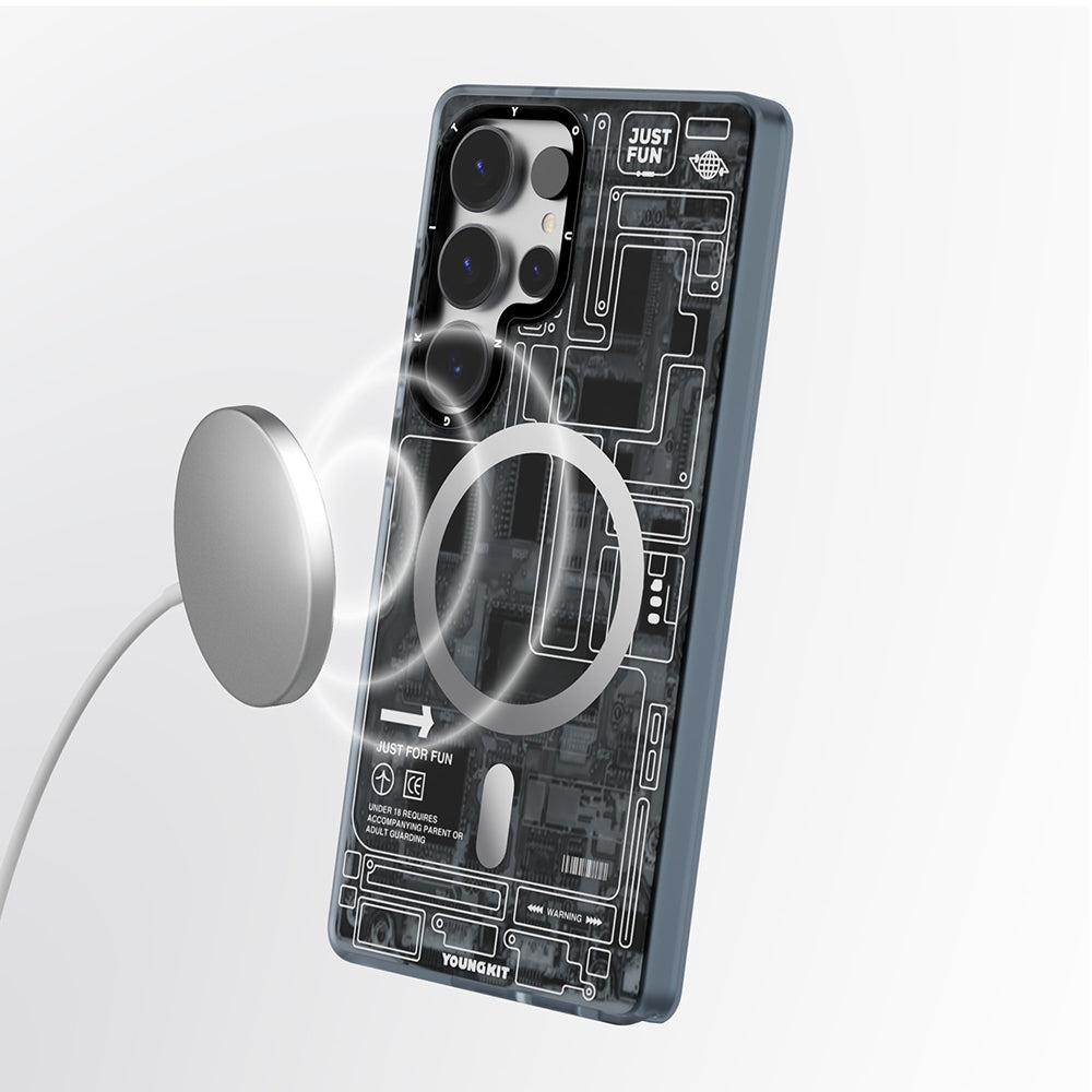 Galaxy S25 Ultra Kılıf Magsafe Şarj Özellikli YoungKit Technology Serisi Kılıf Siyah