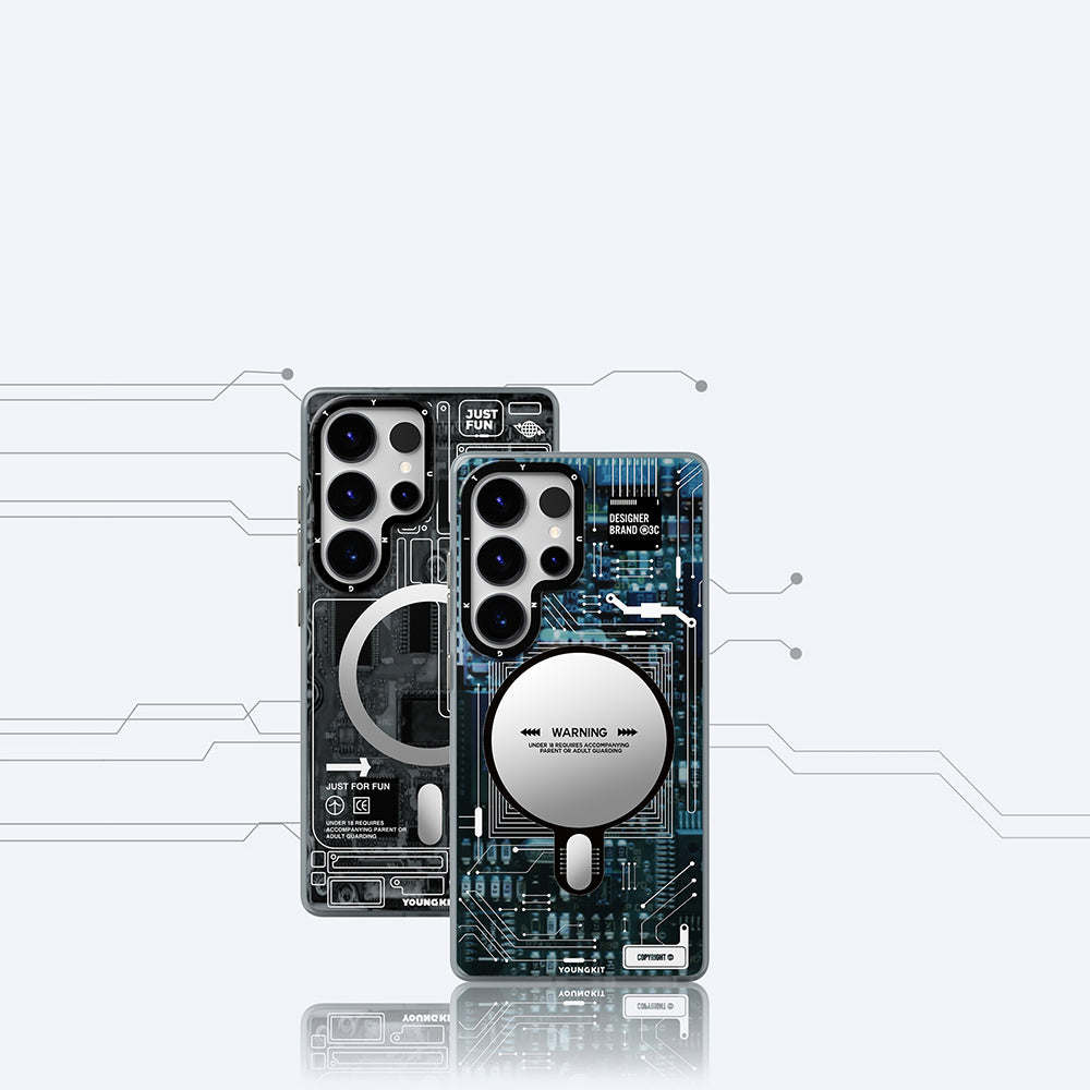 Galaxy S25 Ultra Kılıf Magsafe Şarj Özellikli YoungKit Technology Serisi Kılıf Siyah