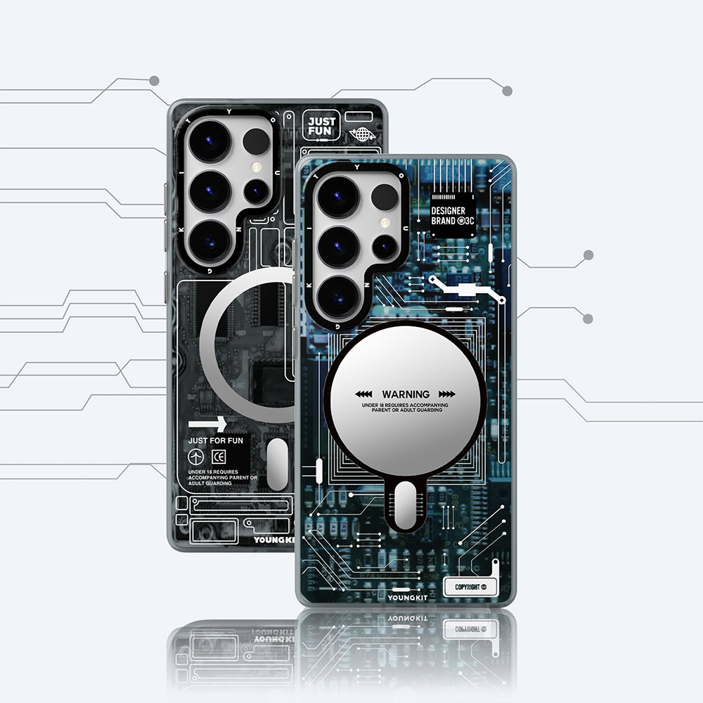 Galaxy S25 Ultra Kılıf Magsafe Şarj Özellikli YoungKit Technology Serisi Kılıf Mavi