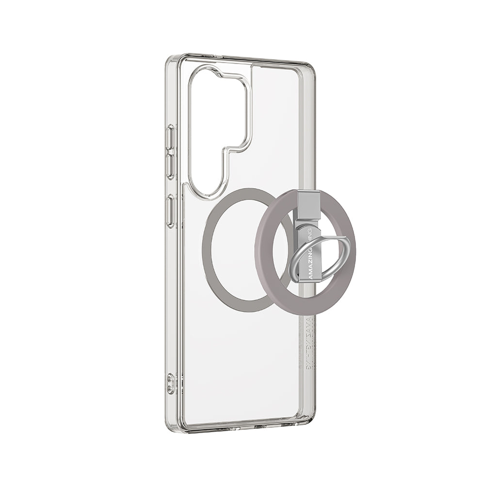 Galaxy S25 Ultra Kılıf Magsafe Şarj Özellikli Yüzük Standlı Amazingthing Minimal Grip Serisi Kapak Gri
