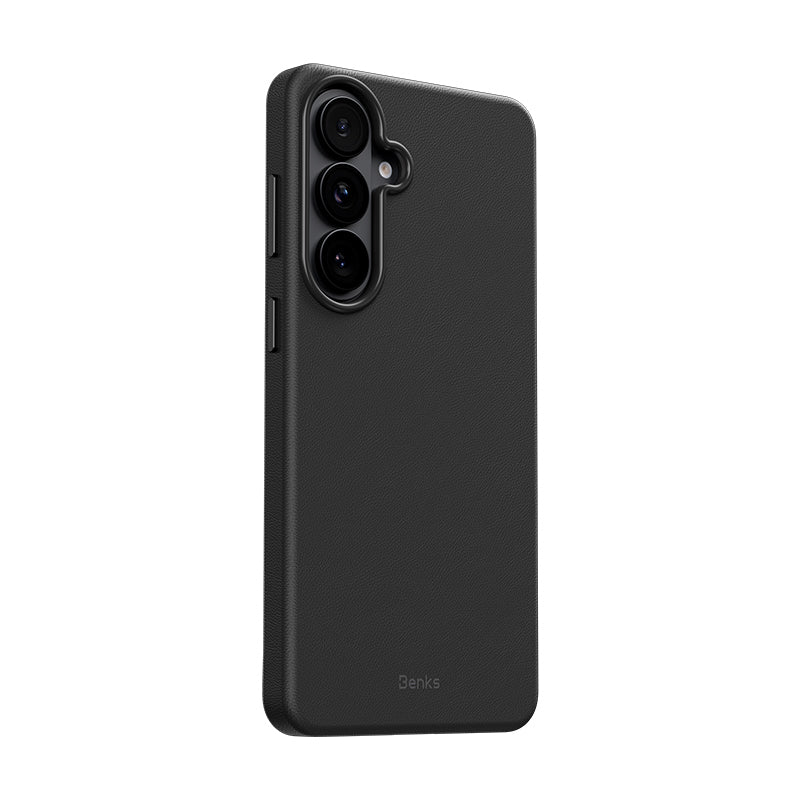 Galaxy S26 Kılıf M-safe Şarj Özellikli Çizilmeye Dayanıklı Benks VitaPro Serisi PU Deri Kapak Siyah