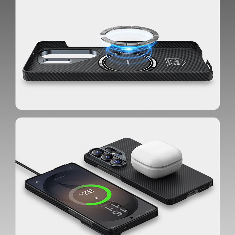 Galaxy S26 Plus Kılıf Benks M-safe Şarj Özellikli Magnetik ArmorAir 600D Kevlar Fiber Kapak Siyah