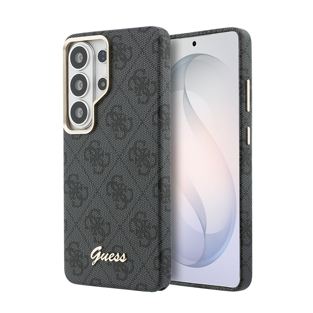 Galaxy S26 Ultra Kılıf Guess Orjinal Lisanslı M-safe Şarj Özellikli Script Yazı Logolu 4G Desenli Kapak Siyah