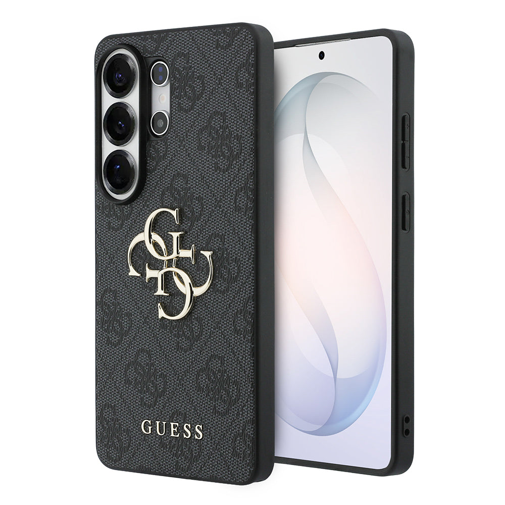 Galaxy S26 Ultra Kılıf Guess Orjinal Lisanslı PU Deri Büyük Metal Logo Dizaynlı Kapak Siyah