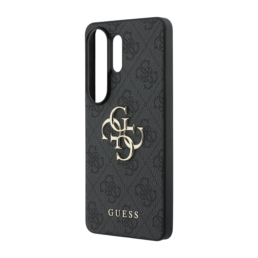 Galaxy S26 Ultra Kılıf Guess Orjinal Lisanslı PU Deri Büyük Metal Logo Dizaynlı Kapak Siyah