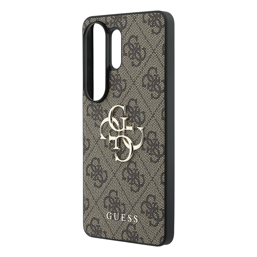 Galaxy S26 Ultra Kılıf Guess Orjinal Lisanslı PU Deri Büyük Metal Logo Dizaynlı Kapak Kahverengi