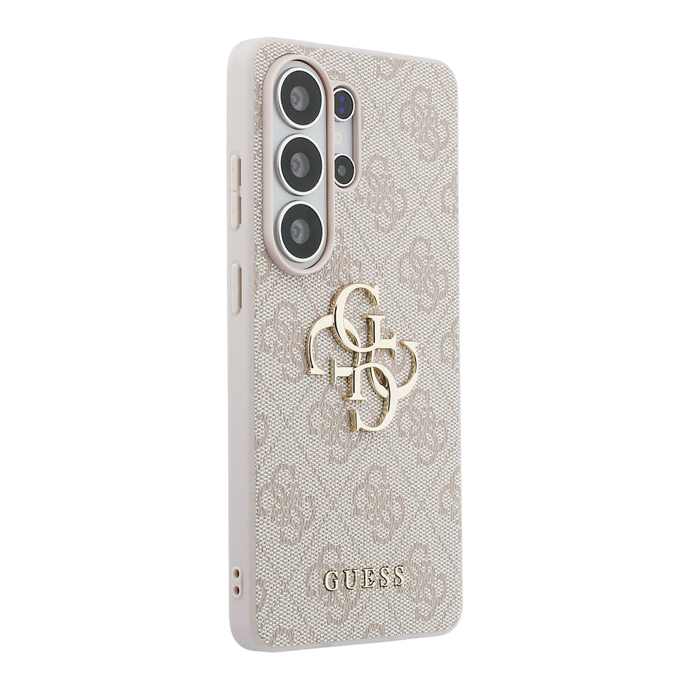 Galaxy S26 Ultra Kılıf Guess Orjinal Lisanslı PU Deri Büyük Metal Logo Dizaynlı Kapak Pembe
