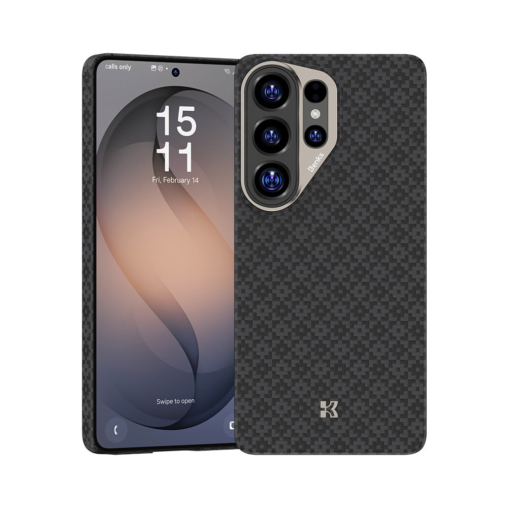 Galaxy S26 Ultra Kılıf M-Safe Şarj Özellikli Benks ArmorAir ArmorGrid Serisi Kevlar Kapak Siyah