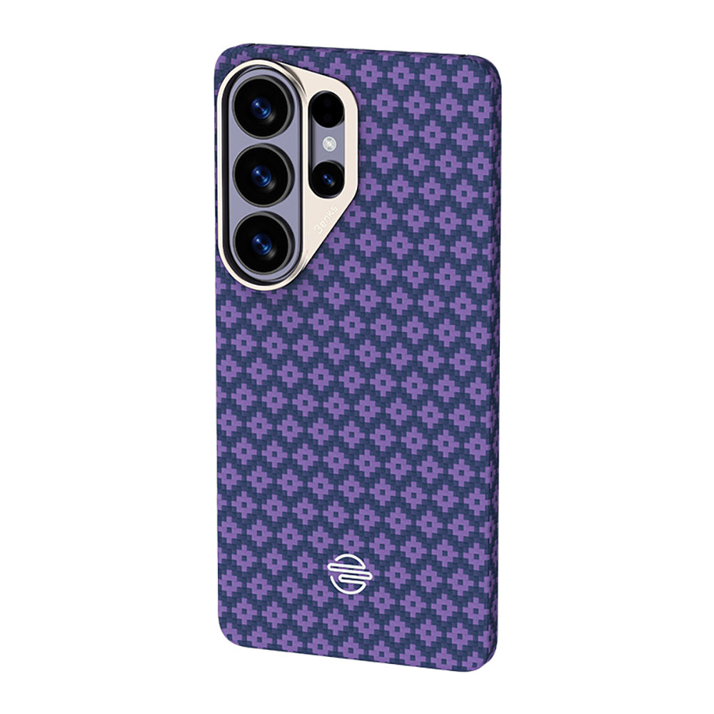 Galaxy S26 Ultra Kılıf M-Safe Şarj Özellikli Benks ArmorAir ArmorGrid Serisi Kevlar Kapak Mor