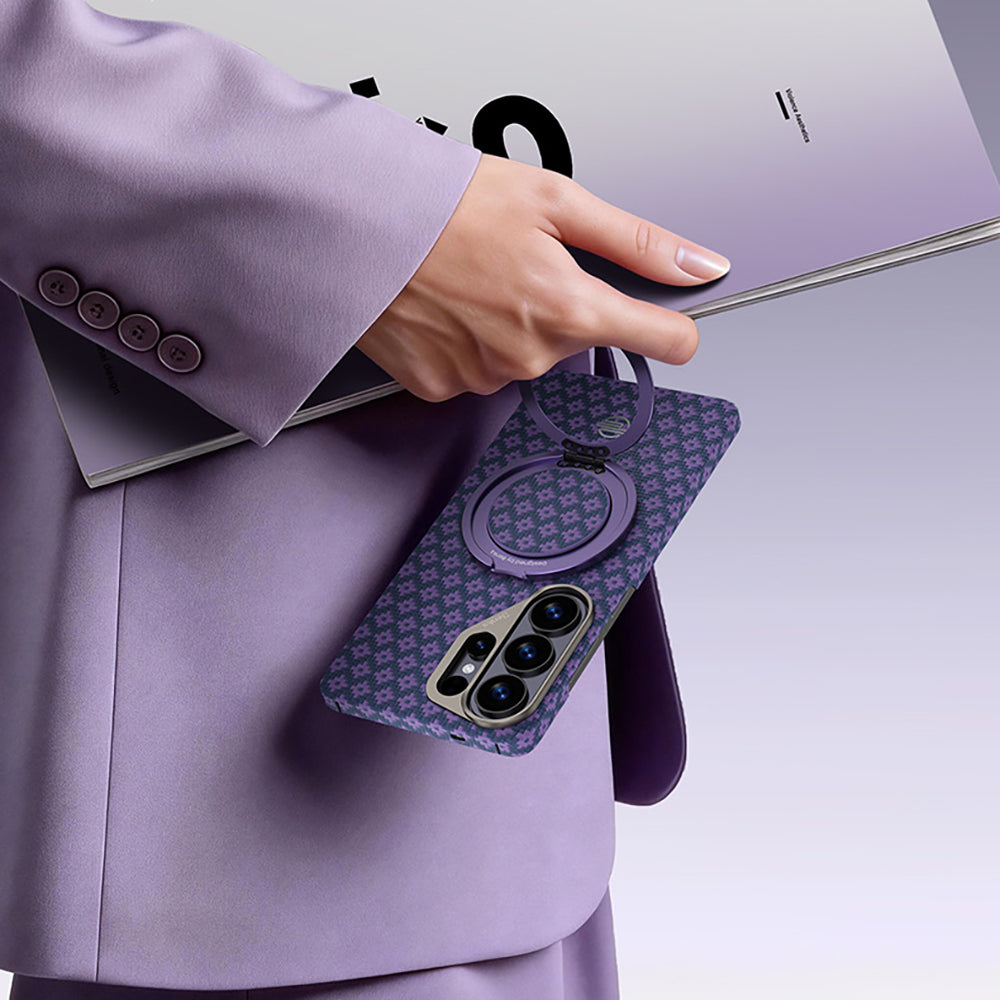 Galaxy S26 Ultra Kılıf M-Safe Şarj Özellikli Benks ArmorAir ArmorGrid Serisi Kevlar Kapak Mor