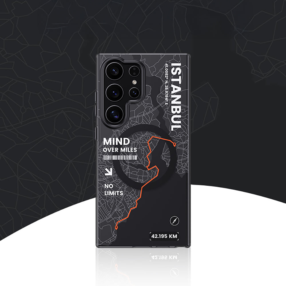 Galaxy S26 Ultra Kılıf M-safe Şarj Özellikli Benks City Serisi Kapak Siyah-Turuncu