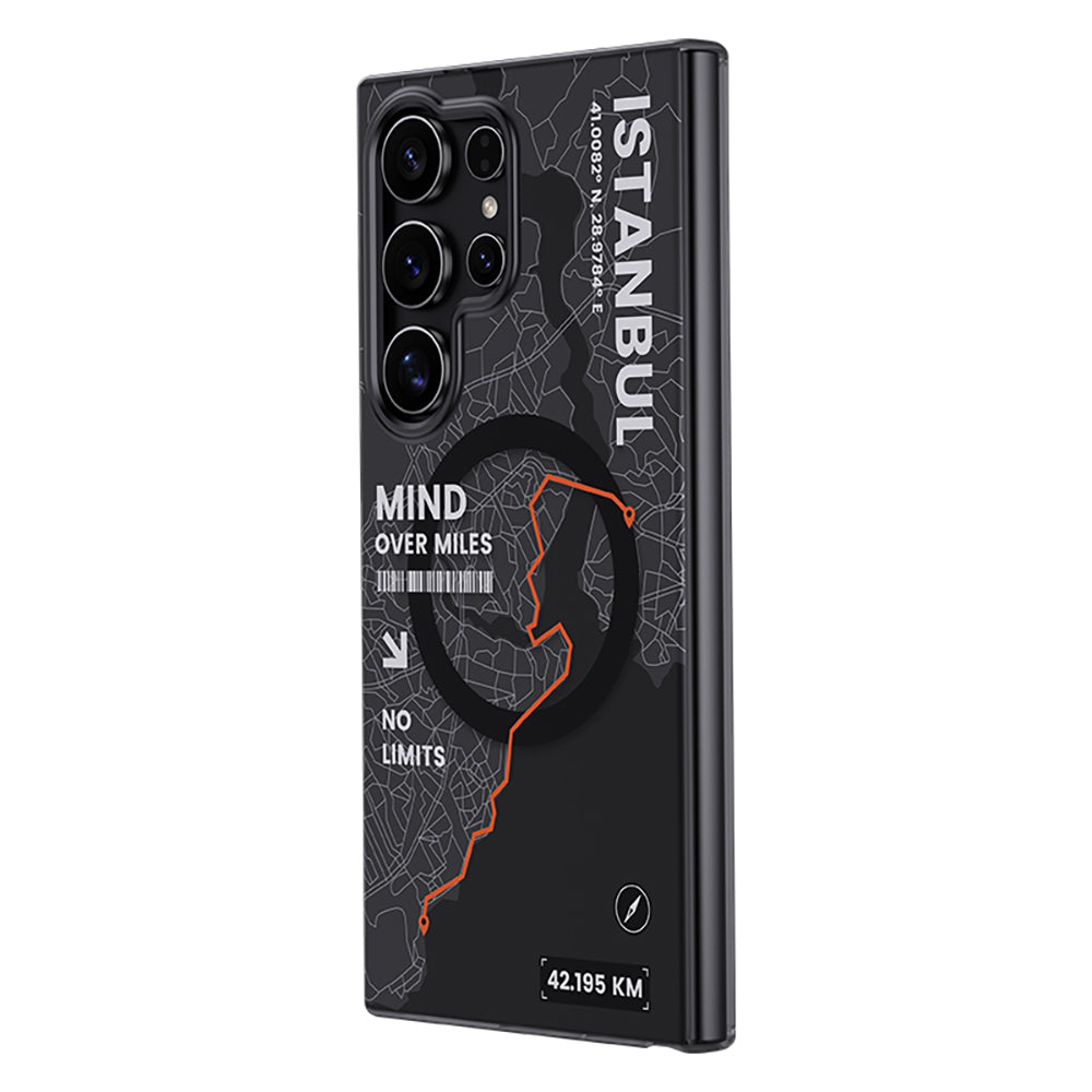 Galaxy S26 Ultra Kılıf M-safe Şarj Özellikli Benks City Serisi Kapak Siyah-Turuncu