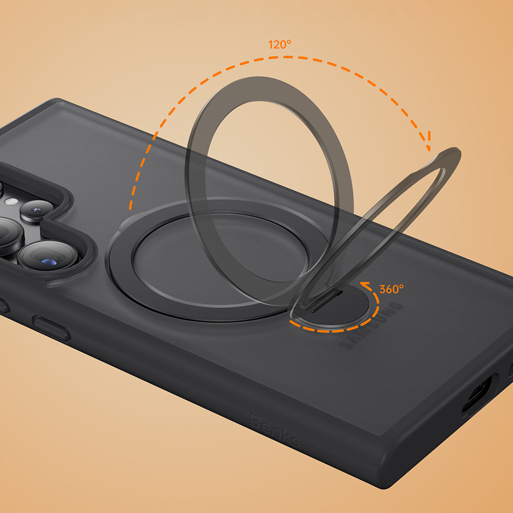 Galaxy S26 Ultra Kılıf M-safe Şarj Özellikli Benks Standlı Mist Protective Kapak Siyah